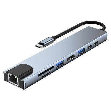 Lippa 8-i-1 87 W USB-C-hub - PD, 4K - grå