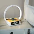 Lippa nattbordslampe med trådløs lading og vekkerklokke - hvit