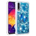 Liquid Glitter Samsung Galaxy A50 TPU-deksel - Blå Sommerfugl
