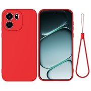 OnePlus Nord CE6 Flytende silikon-deksel med håndstropp - Rød