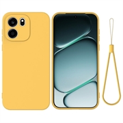 OnePlus Nord CE6 Flytende silikon-deksel med håndstropp - Gul