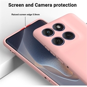 Motorola Edge 70 Flytende silikon-deksel med håndstropp - Rosa