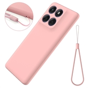 Motorola Edge 70 Flytende silikon-deksel med håndstropp - Rosa