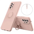 Samsung Galaxy A33 5G Liquid Silikondeksel med Ringholder - Rosa