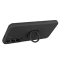 Samsung Galaxy S22+ 5G Liquid Silikondeksel med Ringholder - Svart