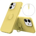 iPhone 13 Liquid Silikondeksel med Ringholder - Gul