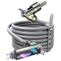 Lisen 240W 4-i-1 ladekabel med RGB - 2m - grå
