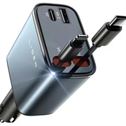 Lisen B104 4-i-1-billader med uttrekkbare USB-C- og Lightning-kabler - 45W