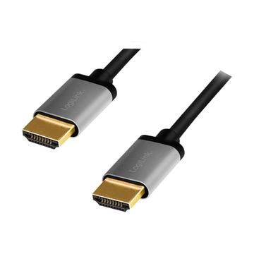 LogiLink CHA0101 høyhastighets HDMI 2.0-kabel med Ethernet - 2 m - svart/grå