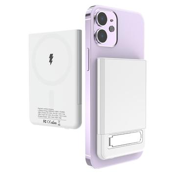 M10 Ultra Thin Metal MagSafe trådløs lader 15W/5000mAh - iPhone 12/13/14/15/16/17/Air - hvit