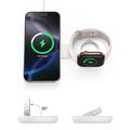 M40 2-i-1 magnetisk trådløs lader for iPhone, Apple Watch, AirPods - 25W/5W - Hvit