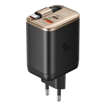 Mcdodo CH-4281 40W GaN-hurtiglader med 65cm uttrekkbar USB-C-kabel og USB-C-, USB-A-porter - Ørkengull