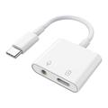 MH-CM33S USB-C til 3.5mm lydadapter med PD 3.0-støtte - hvit