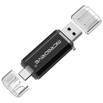MICRODRIVE 64GB 2-i-1 USB 2.0/USB-C minnepenn - svart