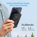 MP07 3-i-1 10000mAh magnetisk powerbank med innebygd kabel og stativ - MagSafe-kompatibel - svart