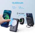 MP07 3-i-1 10000mAh magnetisk powerbank med innebygd kabel og stativ - MagSafe-kompatibel - svart
