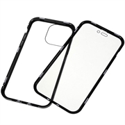 iPhone 15 Pro Magnetisk Deksel med Personvernherdet Glass - Svart