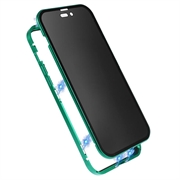 iPhone 15 Pro Magnetisk Deksel med Personvernherdet Glass - Grønn