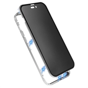 iPhone 15 Pro Max Magnetisk Deksel med Personvernherdet Glass - Sølv
