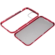iPhone 15 Magnetisk Deksel med Personvernherdet Glass - Röd