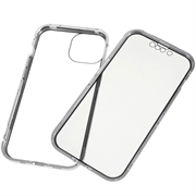 iPhone 15 Magnetisk Deksel med Personvernherdet Glass - Sølv