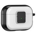 Magnetisk etui til Apple AirPods Pro, TPU-deksel til Bluetooth-øretelefoner i spennedesign med karabinkrok - svart+hvit