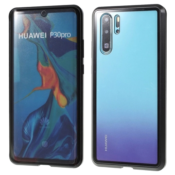 Huawei P30 Pro Magnetic Deksel med Herdet Glass - Svart