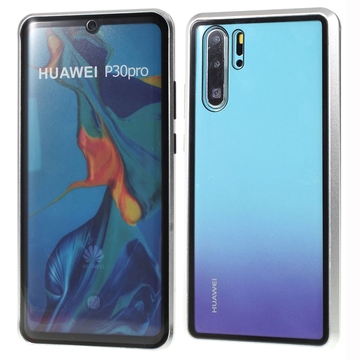 Huawei P30 Pro Magnetic Deksel med Herdet Glass - Sølv