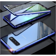 Samsung Galaxy S10 Magnetisk Deksel med Herdet Glass - Blå