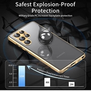 Samsung Galaxy S23 Ultra 5G Magnetisk Deksel med Herdet Glass - Privacy - Gull