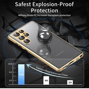 Samsung Galaxy S23 Ultra 5G Magnetisk Deksel med Herdet Glass - Privacy - Gull