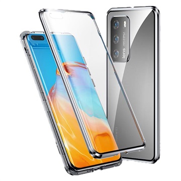 Huawei P40 Pro Magnetisk Deksel med Herdet Glass - Sølv
