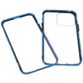 iPhone 13 Pro Magnetisk Deksel med Herdet Glass - Blå