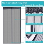 Magnetisk dørgardin i netting - 120x210cm - Svart