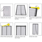 Magnetisk dørgardin i netting - 120x210cm - Svart