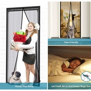 Magnetisk dørgardin i netting - 120x210cm - Svart