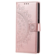 Samsung Galaxy A54 5G Mandala Series Lommebok-deksel - Roségull