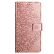 iPhone 16 Plus Mandala Series Lommebok-deksel - Roségull
