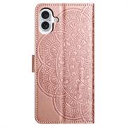 iPhone 16 Plus Mandala Series Lommebok-deksel - Roségull
