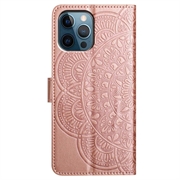iPhone 16 Pro Max Mandala Series Lommebok-deksel - Roségull