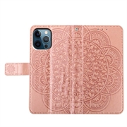 iPhone 16 Pro Mandala Series Lommebok-deksel - Roségull