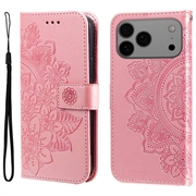 iPhone 17 Pro Max/18 Pro Max Mandala Series Lommebok-deksel - Rosa