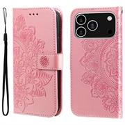 iPhone 17 Pro Mandala Series Lommebok-deksel - Rosa