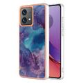Motorola Moto G84 Marble Pattern Electroplated IMD TPU-deksel - Lilla