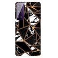 Marble Pattern Electroplated IMD Samsung Galaxy S21 FE 5G TPU-deksel - Svart