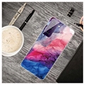 Marble Pattern Electroplated IMD Samsung Galaxy S21 FE 5G TPU-deksel - Blå / Rosa