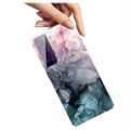 Marble Pattern Electroplated IMD Samsung Galaxy S21 FE 5G TPU-deksel - Grå / Rosa