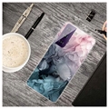 Marble Pattern Electroplated IMD Samsung Galaxy S21 FE 5G TPU-deksel - Grå / Rosa