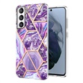 Marble Pattern Electroplated IMD Samsung Galaxy S21 FE 5G TPU-deksel - Lilla