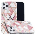 Marble Pattern Electroplated IMD iPhone 12 Pro Max TPU-deksel - Roségull